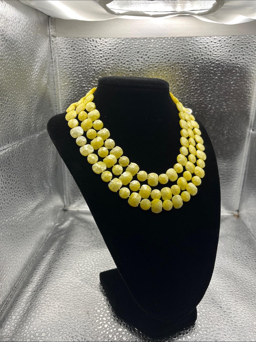 Triple-Strand Yellow Beaded Necklace - Women Jewelry